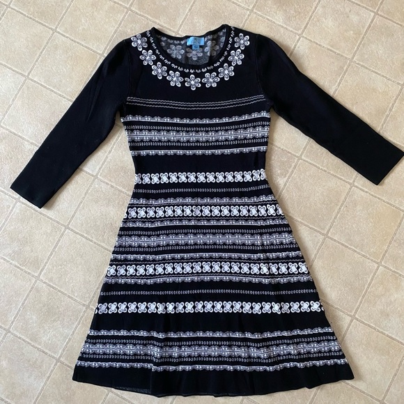 Cece Nordstrom Fair Isle A-Line Jacquard Knit Dress size S - Picture 6 of 13